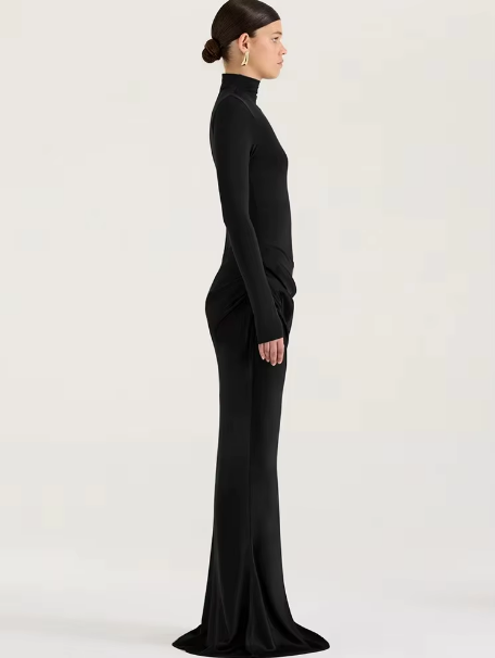 Robe longue satin sexy sans manches - LYXIUS