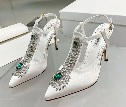 escarpins de mariage femme satin et strass féeriques LYXIUS