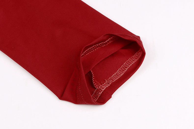 Robe longue unie à manches longues avec fente élégante - LYXIUS