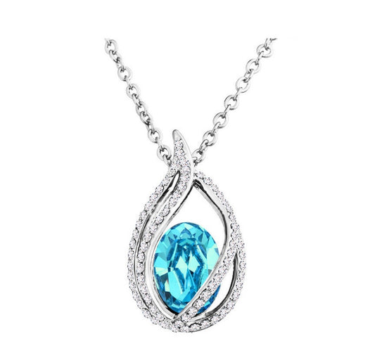 Pendentif flamme d’élégance, Cristal bleu & argent - LYXIUS
