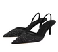 Talons hauts stiletto, bout pointu, maille florale brodée et perles décoratives - LYXIUS