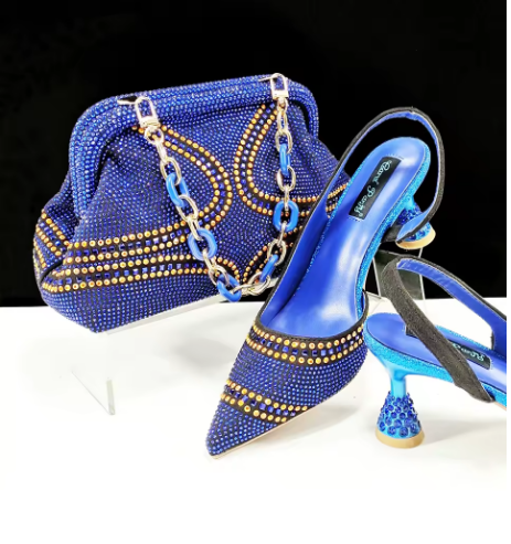 Escarpins Pointus Bleu Ciel avec Sac Assorti | Élégance Italienne - LYXIUS