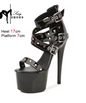 Sandales Noires à Talons 17 CM, Puissance & Séduction - LYXIUS