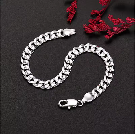 Bracelet chaîne unisexe en argent, Bijou élégant - LYXIUS