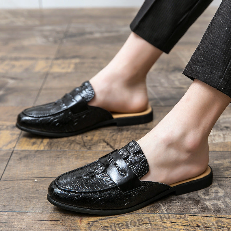 Chaussures homme cuir motif crocodile, élégance fermée - LYXIUS