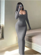 Robe longue moulante femme manches longues chic - LYXIUS