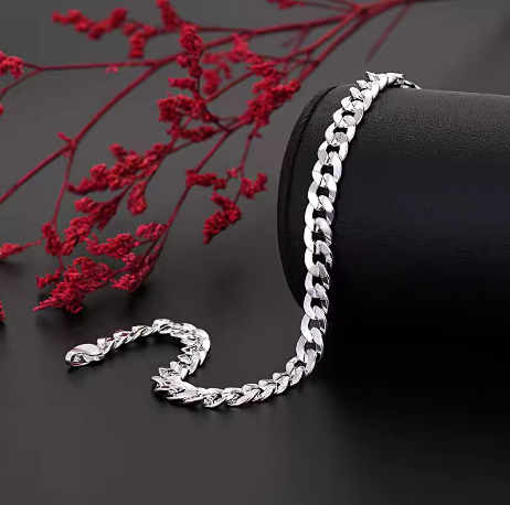 Bracelet chaîne unisexe en argent, Bijou élégant - LYXIUS