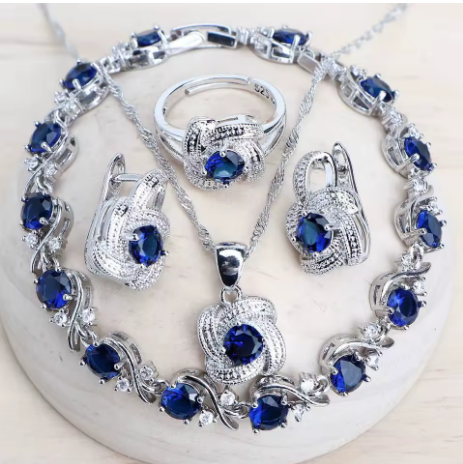 Ensemble bijoux femme en argent - LYXIUS