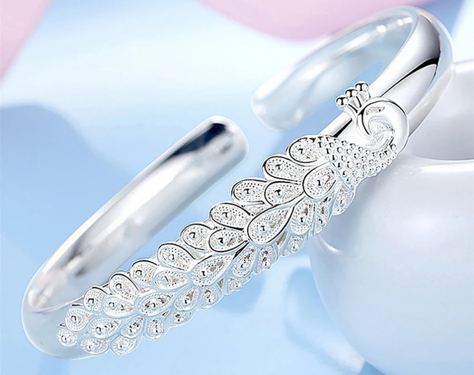 Bracelet en argent, Bijou femme élégant, ouverture ajustable - LYXIUS
