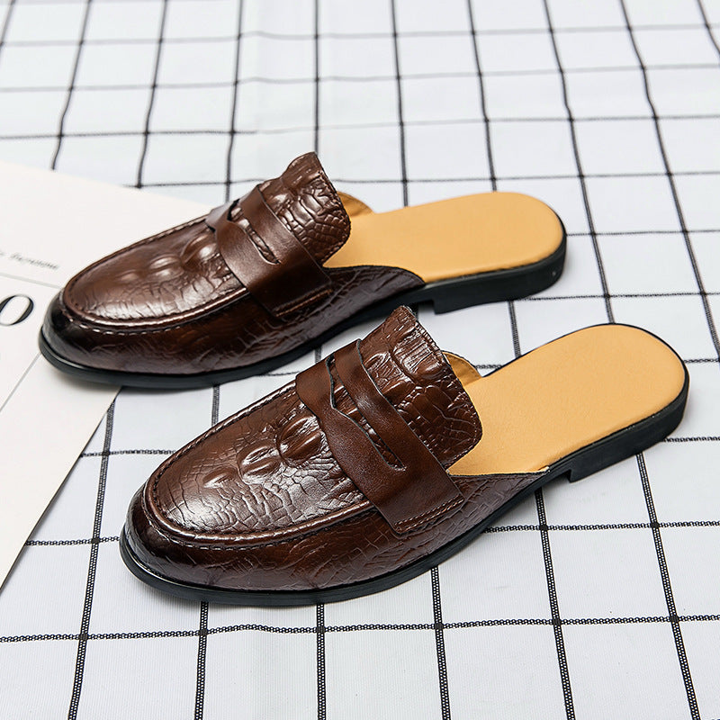 Chaussures homme cuir motif crocodile, élégance fermée - LYXIUS