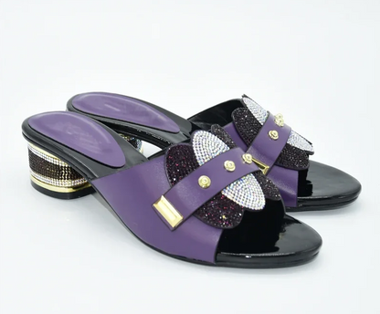 Escarpins à Talons Hauts, Bout Carré, Antidérapants avec Strass - LYXIUS