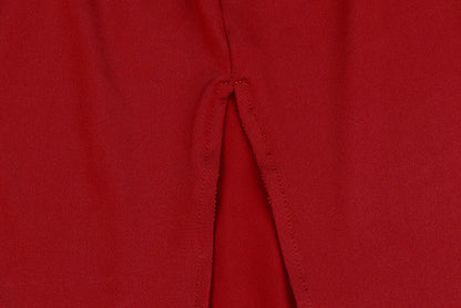 Robe longue unie à manches longues avec fente élégante - LYXIUS