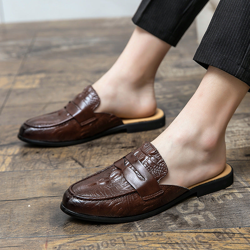 Chaussures homme cuir motif crocodile, élégance fermée - LYXIUS