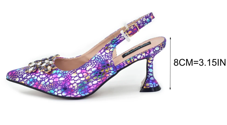 Ensemble Chaussures & Sac Femme, Escarpins en Cristal avec Strass et Nœud Papillon - LYXIUS