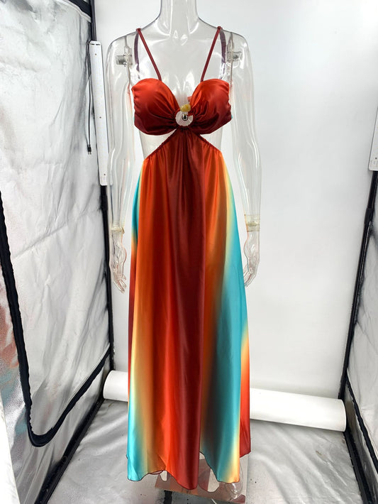 Robe longue dégradé sexy, style bohème tropical été - LYXIUS
