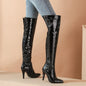 Super High Heel Over-The-Knee Patent Pole Boots - LYXIUS