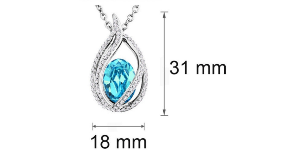 Pendentif flamme d’élégance, Cristal bleu & argent - LYXIUS