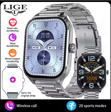 Montre Connectée Luxe 2.01” Plein Écran – LYXIUS