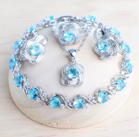 Ensemble bijoux femme en argent - LYXIUS