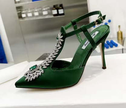 escarpins de mariage femme satin et strass féeriques LYXIUS