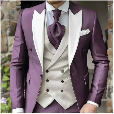 Costume mariage homme 3 pièces sur mesure, blazer, gilet & pantalon - LYXIUS